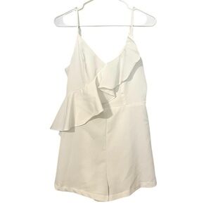 2/$30 DO + BE - White Ruffle Sleeveless Romper | Spaghetti Strap | Size M